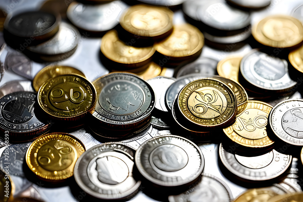 coins and bills. Generative AI coins and bills. Generative AI