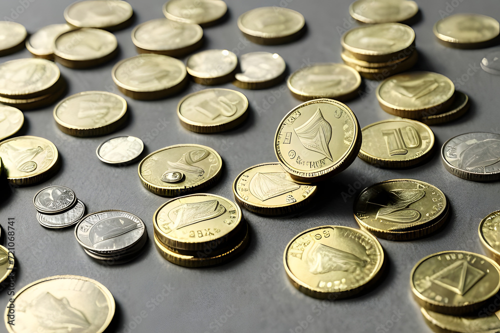 coins and bills. Generative AI coins and bills. Generative AI