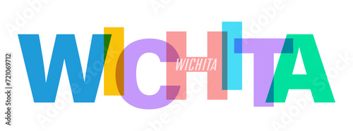 WICHITA. The name of the city on a white background. Vector design template for poster, postcard, banner