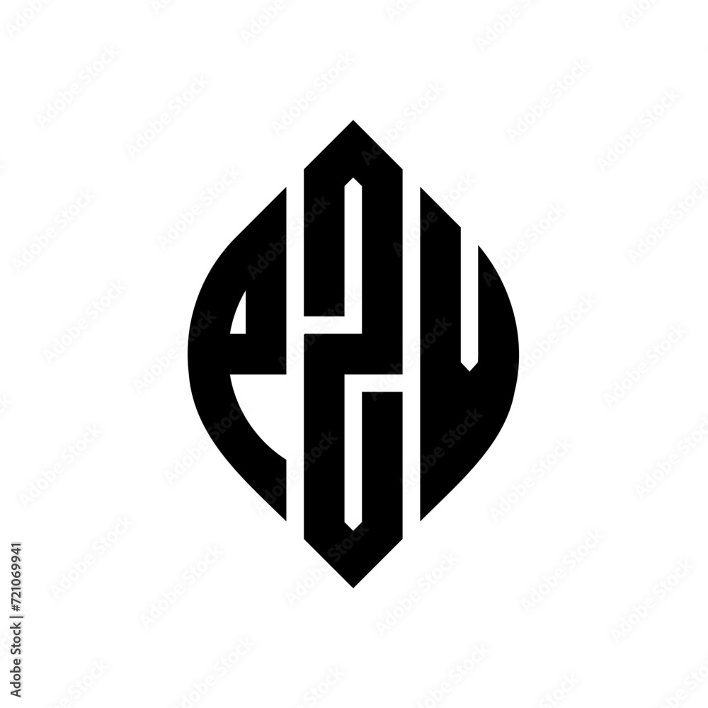 PZV circle letter logo design with circle and ellipse shape. PZV ellipse letters with typographic style. The three initials form a circle logo. PZV circle emblem abstract monogram letter mark vector. PZV circle letter logo design with circle and ellipse shape. PZV ellipse letters with typographic style. The three initials form a circle logo. PZV circle emblem abstract monogram letter mark vector.