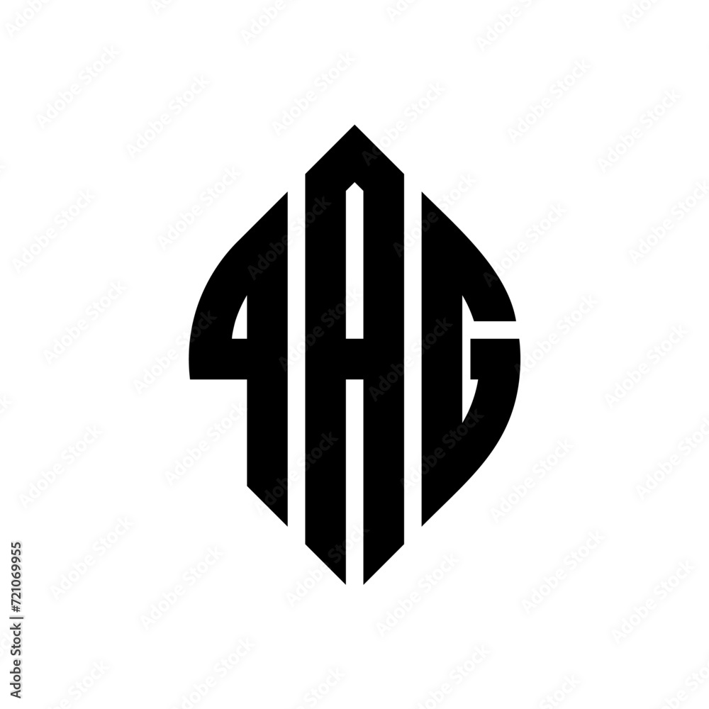 QAG circle letter logo design with circle and ellipse shape. QAG ellipse letters with typographic style. The three initials form a circle logo. QAG circle emblem abstract monogram letter mark vector. QAG circle letter logo design with circle and ellipse shape. QAG ellipse letters with typographic style. The three initials form a circle logo. QAG circle emblem abstract monogram letter mark vector.