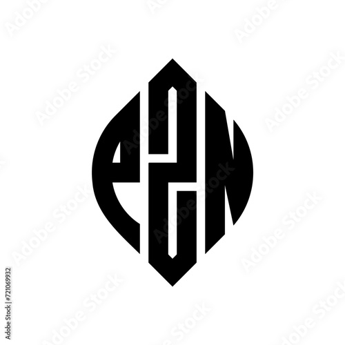 PZN circle letter logo design with circle and ellipse shape. PZN ellipse letters with typographic style. The three initials form a circle logo. PZN circle emblem abstract monogram letter mark vector.