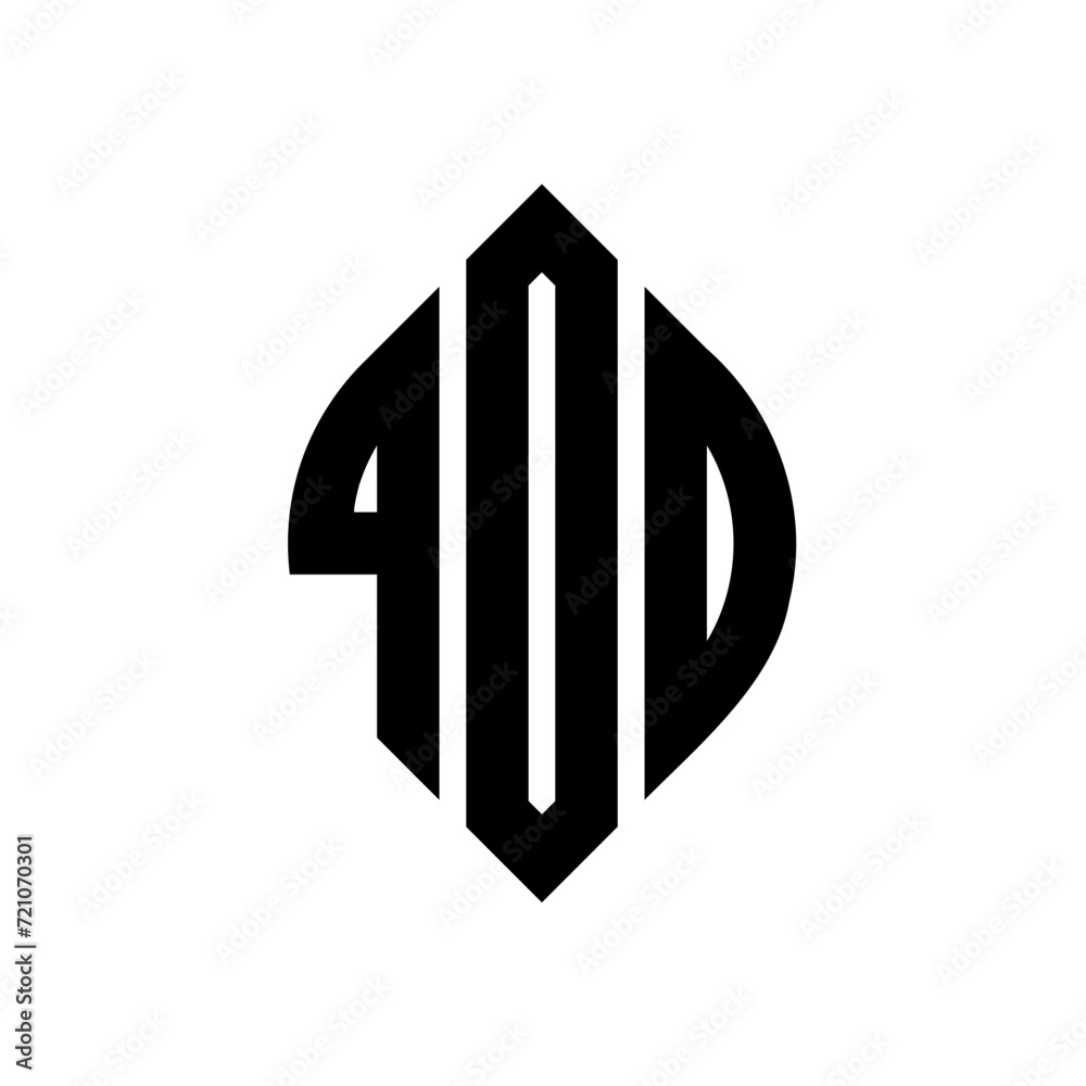 QDO circle letter logo design with circle and ellipse shape. QDO ellipse letters with typographic style. The three initials form a circle logo. QDO circle emblem abstract monogram letter mark vector.