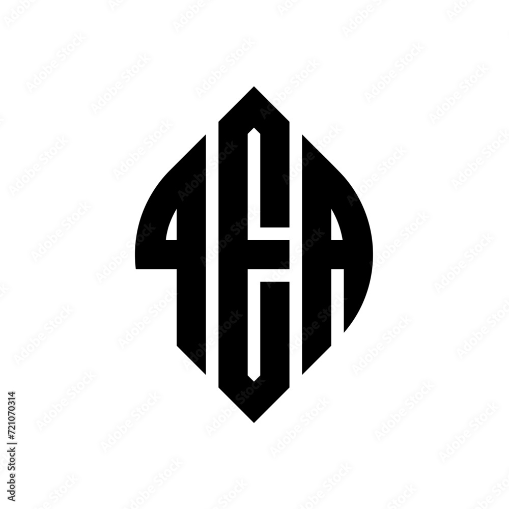 Obraz premium QEA circle letter logo design with circle and ellipse shape. QEA ellipse letters with typographic style. The three initials form a circle logo. QEA circle emblem abstract monogram letter mark vector.