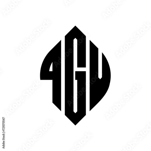 QGV circle letter logo design with circle and ellipse shape. QGV ellipse letters with typographic style. The three initials form a circle logo. QGV circle emblem abstract monogram letter mark vector. photo