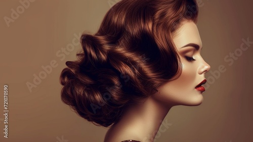A woman with a voluminous and glamorous Hollywood waves hairstyle, exuding timeless elegance and glamour.