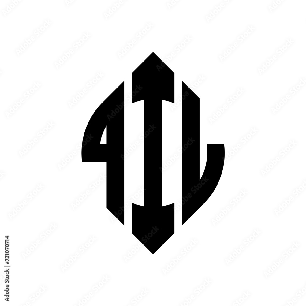 QIL circle letter logo design with circle and ellipse shape. QIL ellipse letters with typographic style. The three initials form a circle logo. QIL circle emblem abstract monogram letter mark vector. QIL circle letter logo design with circle and ellipse shape. QIL ellipse letters with typographic style. The three initials form a circle logo. QIL circle emblem abstract monogram letter mark vector.