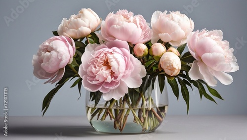 soft pink peonies in a glass vase  © Mihail Vertoletskyi