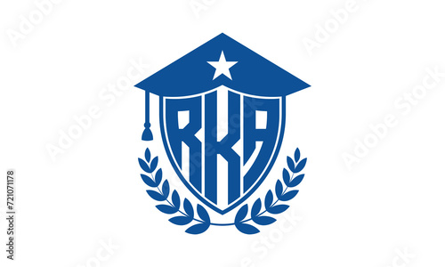 RKA three letter iconic academic logo design vector template. monogram, abstract, school, college, university, graduation cap symbol logo, shield, model, institute, educational, coaching canter, tech photo