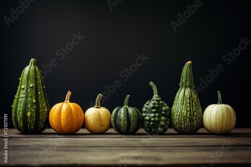 Minimal Style Bittergourds on Rustic Wood AI Generated photo