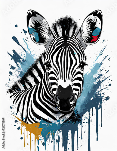 A graphic illustration of a beautiful zebra on a white background