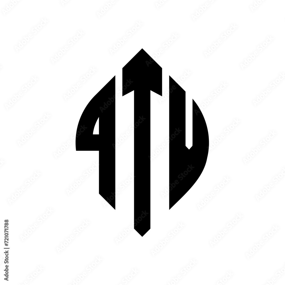 QTV circle letter logo design with circle and ellipse shape. QTV ellipse letters with typographic style. The three initials form a circle logo. QTV circle emblem abstract monogram letter mark vector. QTV circle letter logo design with circle and ellipse shape. QTV ellipse letters with typographic style. The three initials form a circle logo. QTV circle emblem abstract monogram letter mark vector.