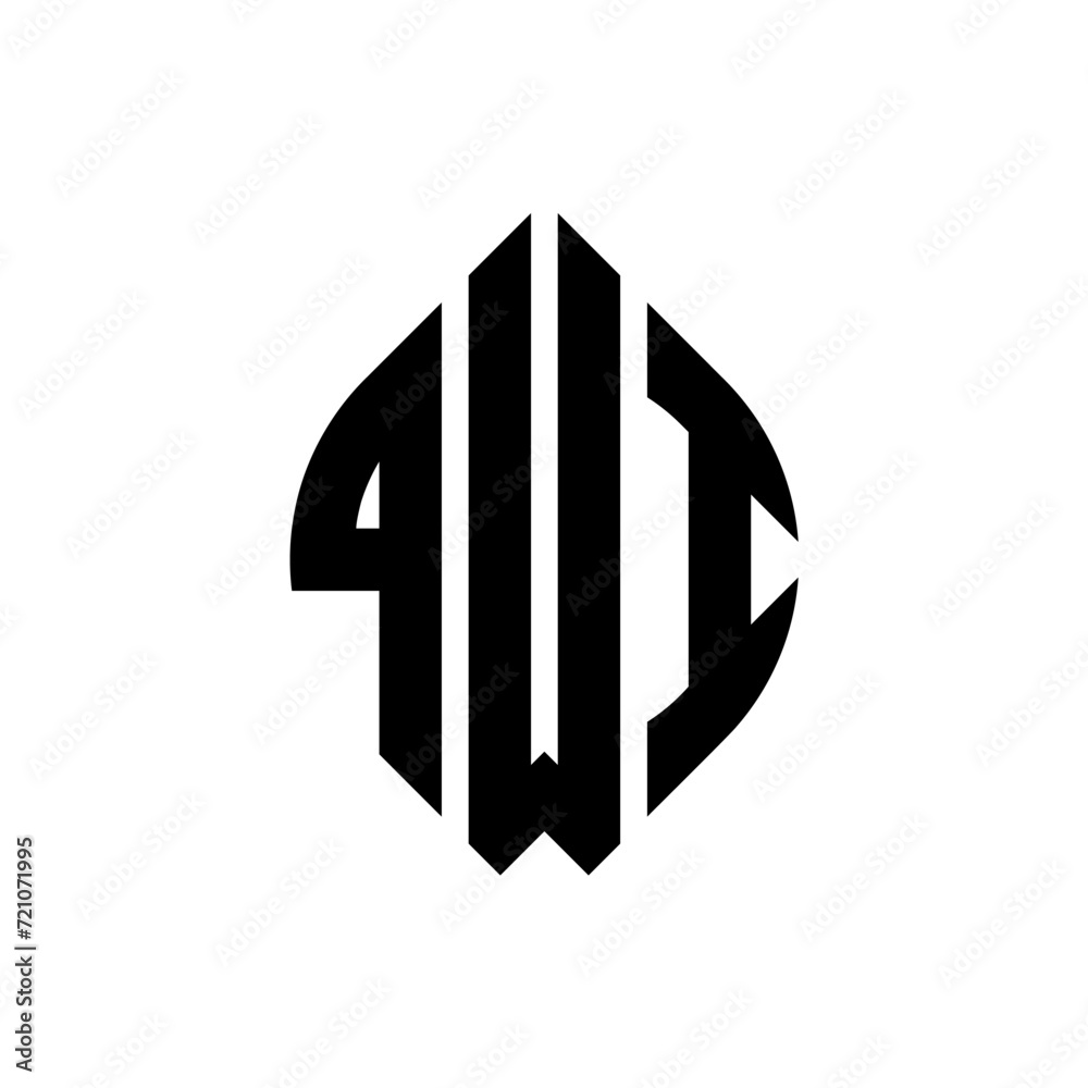 QWI circle letter logo design with circle and ellipse shape. QWI ellipse letters with typographic style. The three initials form a circle logo. QWI circle emblem abstract monogram letter mark vector. QWI circle letter logo design with circle and ellipse shape. QWI ellipse letters with typographic style. The three initials form a circle logo. QWI circle emblem abstract monogram letter mark vector.