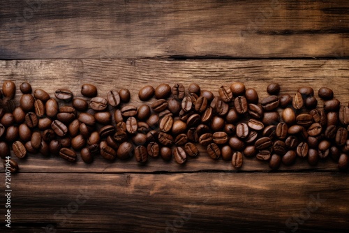 Minimal Style Coffee Beans on Rustic Wood AI Generated