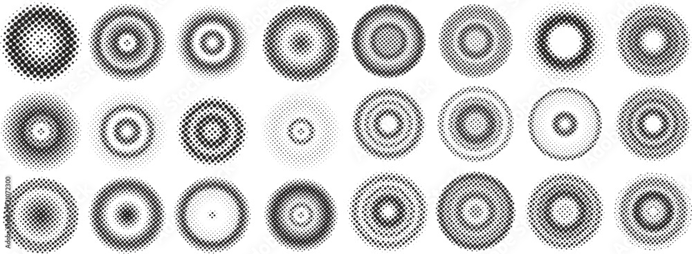 Black color round effect halftone dotted design element background set. Abstract halftone circle frame texture background collection
Black color round effect halftone dotted design element background set. Abstract halftone circle frame texture background collection