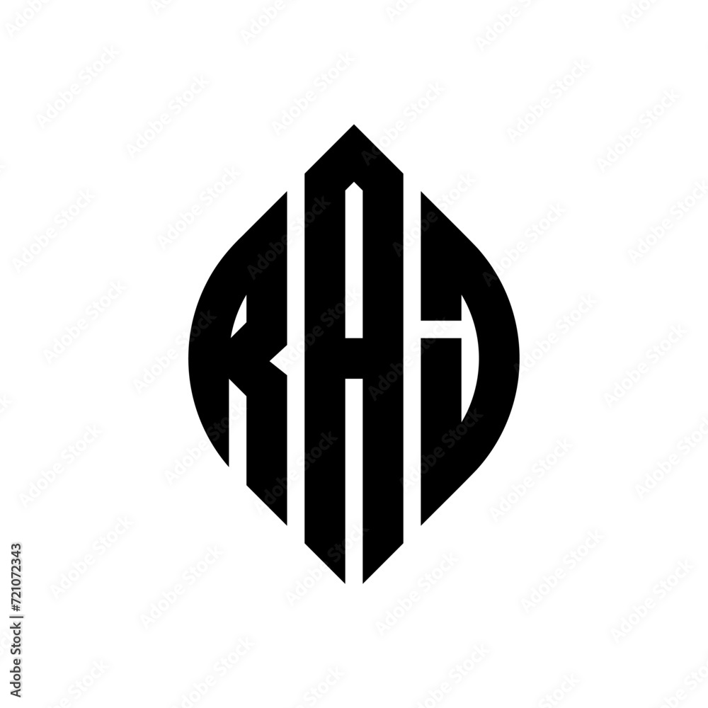 Obraz premium RAJ logo. RAJ letter. RAJ letter logo design. Intitials RAJ logo linked with circle and uppercase monogram logo. RAJ typography for technology, business and real estate brand.