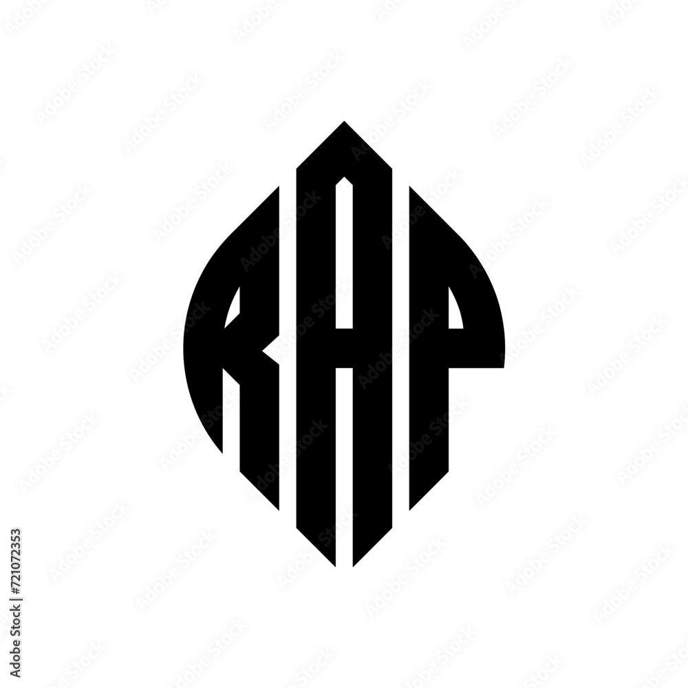 RAP circle letter logo design with circle and ellipse shape. RAP ellipse letters with typographic style. The three initials form a circle logo. RAP circle emblem abstract monogram letter mark vector. RAP circle letter logo design with circle and ellipse shape. RAP ellipse letters with typographic style. The three initials form a circle logo. RAP circle emblem abstract monogram letter mark vector.