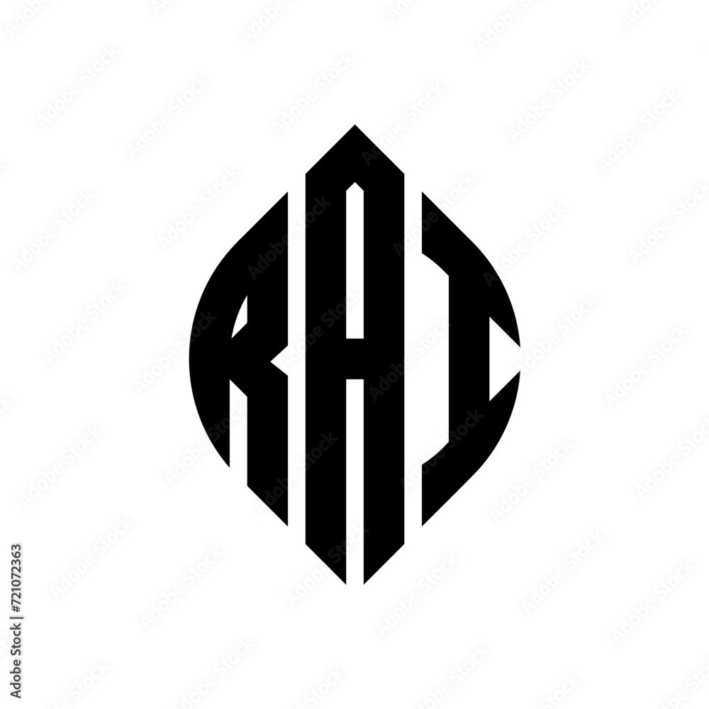 RAI circle letter logo design with circle and ellipse shape. RAI ellipse letters with typographic style. The three initials form a circle logo. RAI circle emblem abstract monogram letter mark vector. RAI circle letter logo design with circle and ellipse shape. RAI ellipse letters with typographic style. The three initials form a circle logo. RAI circle emblem abstract monogram letter mark vector.