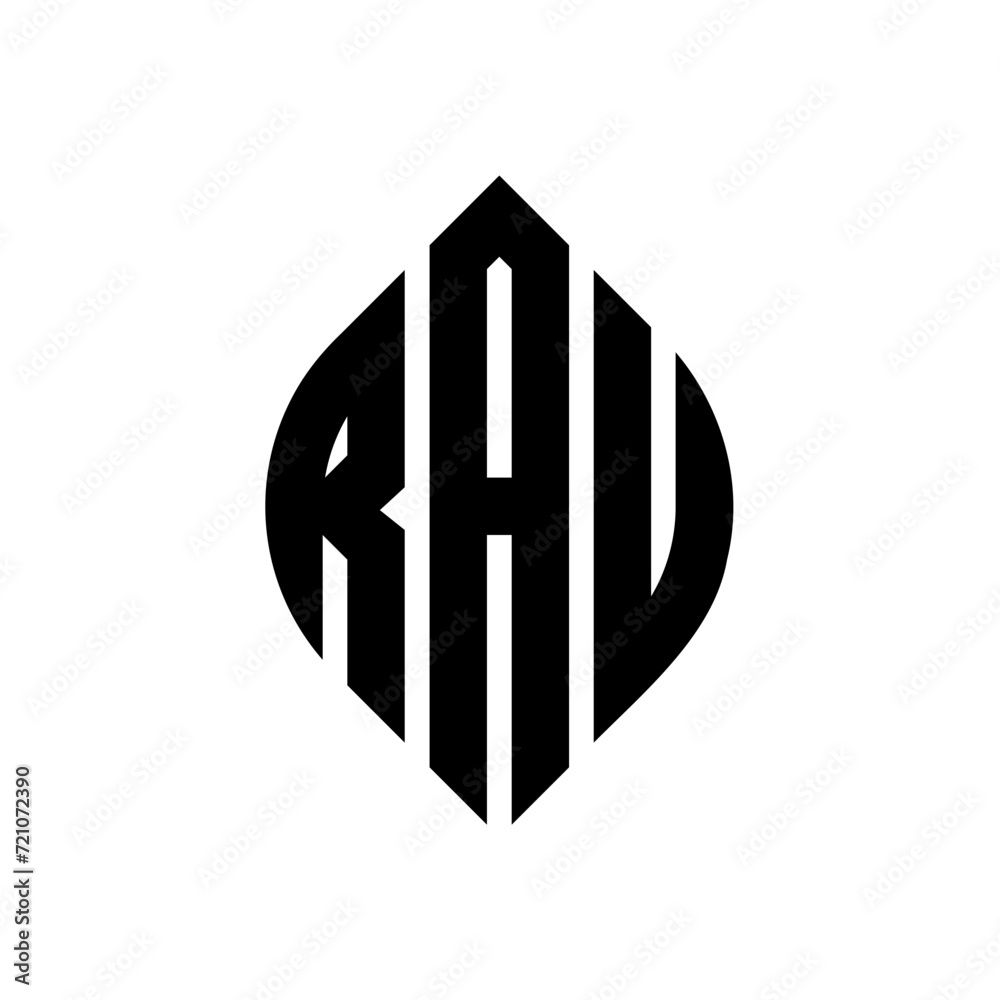 RAU circle letter logo design with circle and ellipse shape. RAU ellipse letters with typographic style. The three initials form a circle logo. RAU circle emblem abstract monogram letter mark vector. RAU circle letter logo design with circle and ellipse shape. RAU ellipse letters with typographic style. The three initials form a circle logo. RAU circle emblem abstract monogram letter mark vector.
