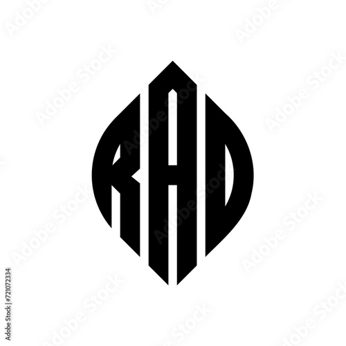 RAD circle letter logo design with circle and ellipse shape. RAD ellipse letters with typographic style. The three initials form a circle logo. RAD circle emblem abstract monogram letter mark vector.