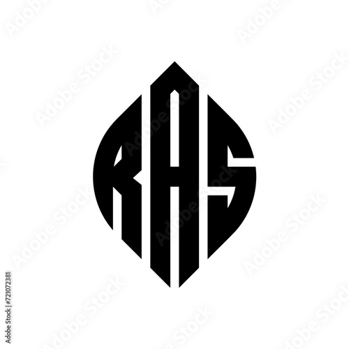 RAS circle letter logo design with circle and ellipse shape. RAS ellipse letters with typographic style. The three initials form a circle logo. RAS circle emblem abstract monogram letter mark vector.