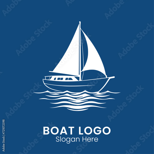 minimalist Boat logo design template premium