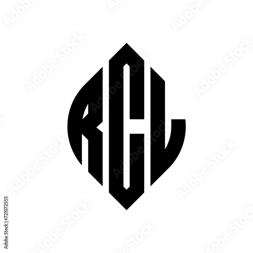 RCL circle letter logo design with circle and ellipse shape. RCL ellipse letters with typographic style. The three initials form a circle logo. RCL circle emblem abstract monogram letter mark vector. photo