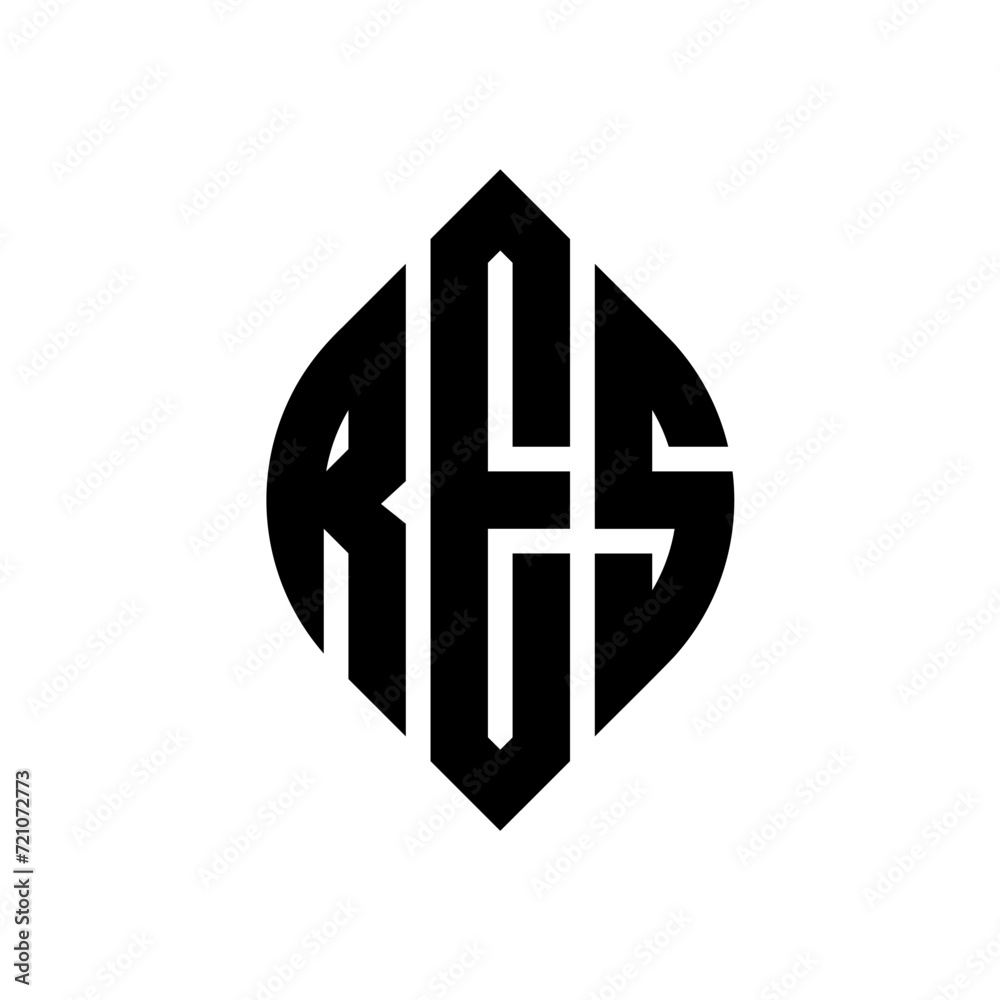 RES circle letter logo design with circle and ellipse shape. RES ellipse letters with typographic style. The three initials form a circle logo. RES circle emblem abstract monogram letter mark vector. RES circle letter logo design with circle and ellipse shape. RES ellipse letters with typographic style. The three initials form a circle logo. RES circle emblem abstract monogram letter mark vector.