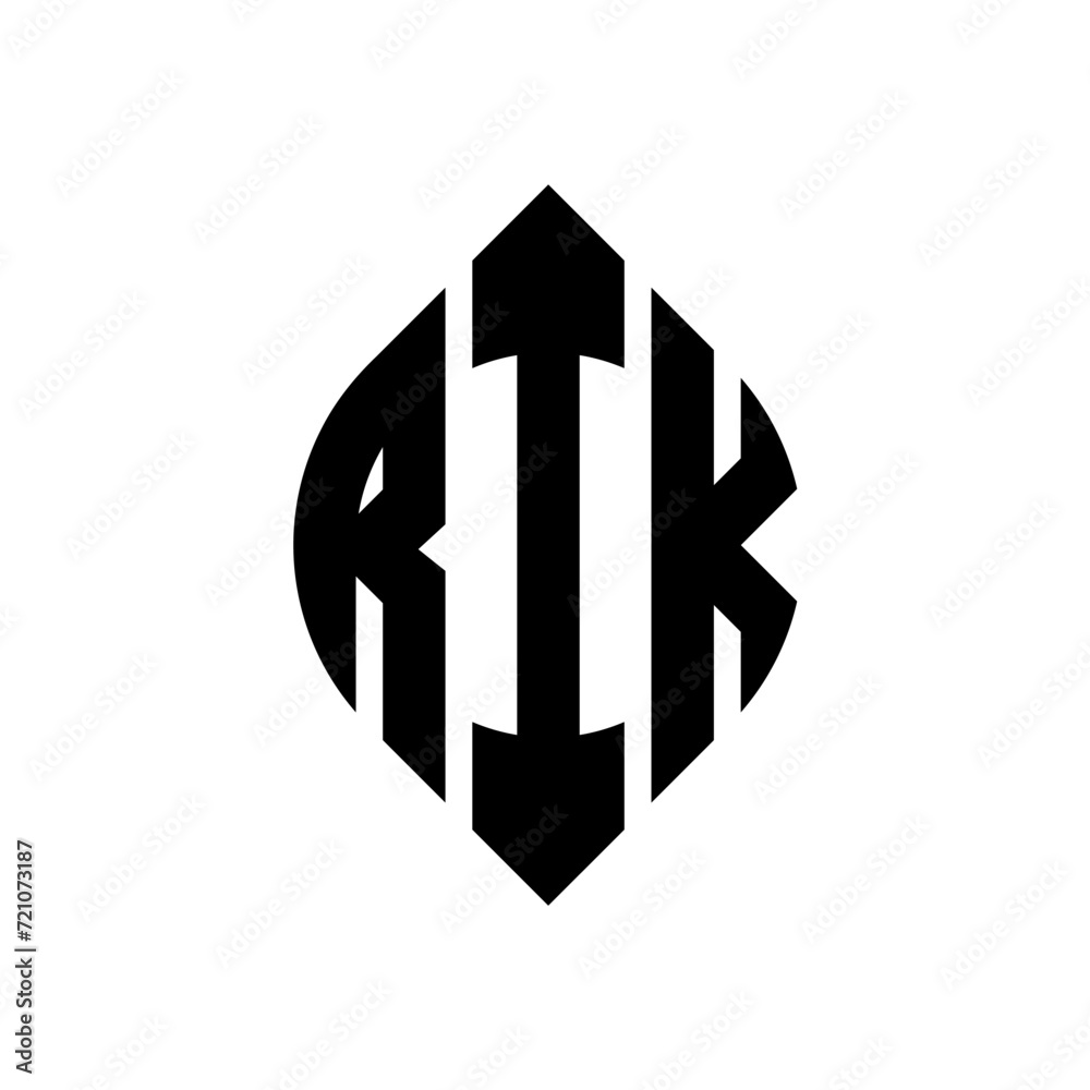 RIK circle letter logo design with circle and ellipse shape. RIK ellipse letters with typographic style. The three initials form a circle logo. RIK circle emblem abstract monogram letter mark vector. RIK circle letter logo design with circle and ellipse shape. RIK ellipse letters with typographic style. The three initials form a circle logo. RIK circle emblem abstract monogram letter mark vector.
