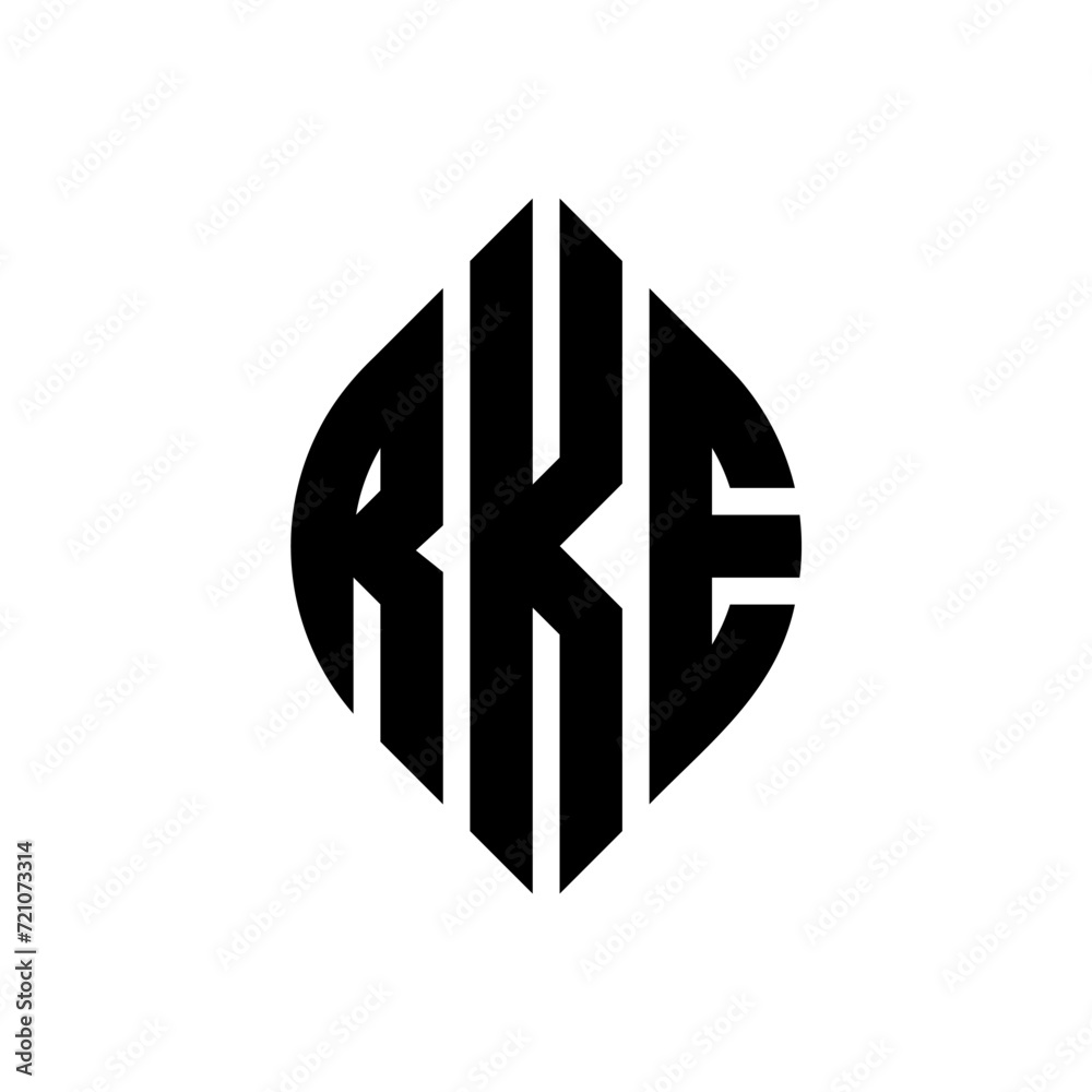 RKE circle letter logo design with circle and ellipse shape. RKE ellipse letters with typographic style. The three initials form a circle logo. RKE circle emblem abstract monogram letter mark vector. RKE circle letter logo design with circle and ellipse shape. RKE ellipse letters with typographic style. The three initials form a circle logo. RKE circle emblem abstract monogram letter mark vector.