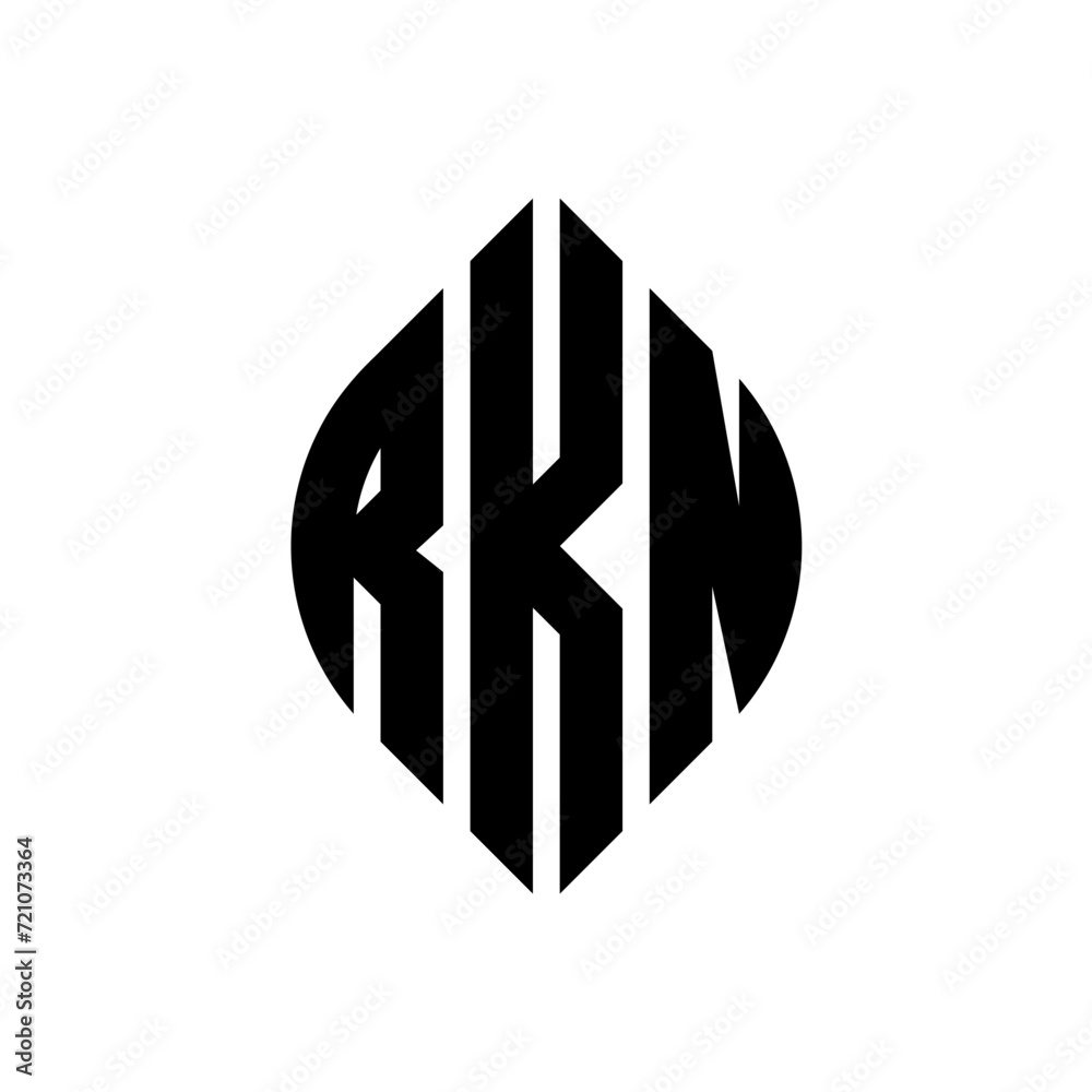 RKN circle letter logo design with circle and ellipse shape. RKN ellipse letters with typographic style. The three initials form a circle logo. RKN circle emblem abstract monogram letter mark vector. RKN circle letter logo design with circle and ellipse shape. RKN ellipse letters with typographic style. The three initials form a circle logo. RKN circle emblem abstract monogram letter mark vector.