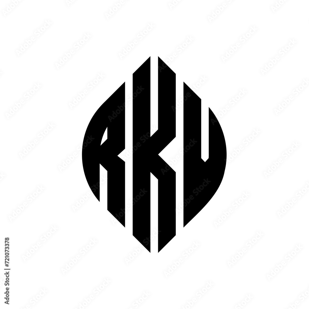 RKV circle letter logo design with circle and ellipse shape. RKV ellipse letters with typographic style. The three initials form a circle logo. RKV circle emblem abstract monogram letter mark vector. RKV circle letter logo design with circle and ellipse shape. RKV ellipse letters with typographic style. The three initials form a circle logo. RKV circle emblem abstract monogram letter mark vector.