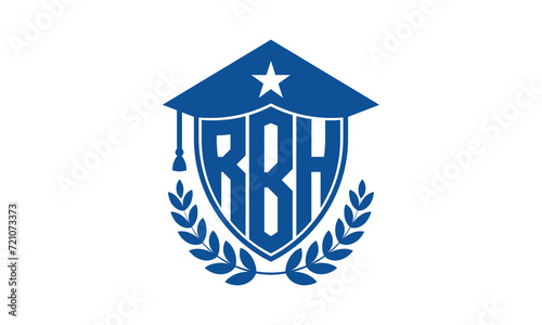 RBH three letter iconic academic logo design vector template. monogram, abstract, school, college, university, graduation cap symbol logo, shield, model, institute, educational, coaching canter, tech photo