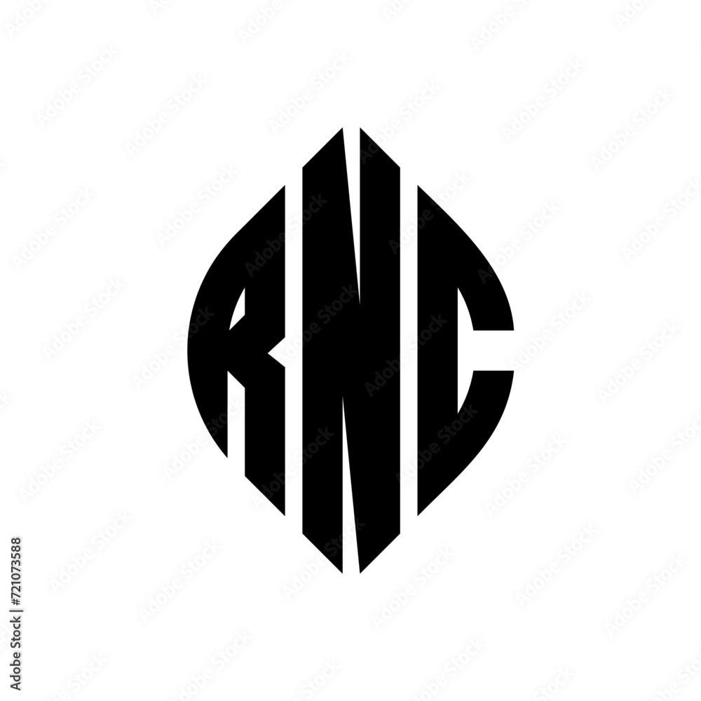 RNC circle letter logo design with circle and ellipse shape. RNC ellipse letters with typographic style. The three initials form a circle logo. RNC circle emblem abstract monogram letter mark vector. RNC circle letter logo design with circle and ellipse shape. RNC ellipse letters with typographic style. The three initials form a circle logo. RNC circle emblem abstract monogram letter mark vector.