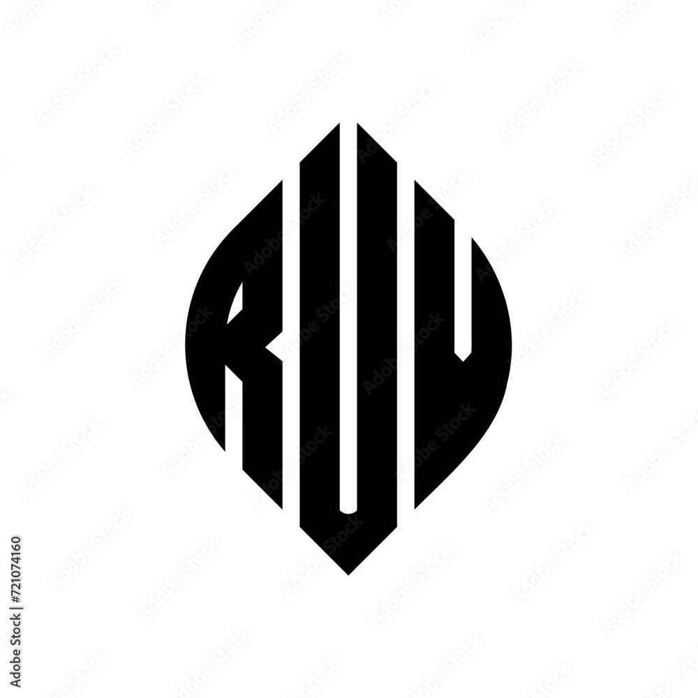 RUV circle letter logo design with circle and ellipse shape. RUV ellipse letters with typographic style. The three initials form a circle logo. RUV circle emblem abstract monogram letter mark vector. RUV circle letter logo design with circle and ellipse shape. RUV ellipse letters with typographic style. The three initials form a circle logo. RUV circle emblem abstract monogram letter mark vector.