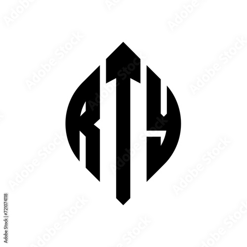 RTY circle letter logo design with circle and ellipse shape. RTY ellipse letters with typographic style. The three initials form a circle logo. RTY circle emblem abstract monogram letter mark vector.