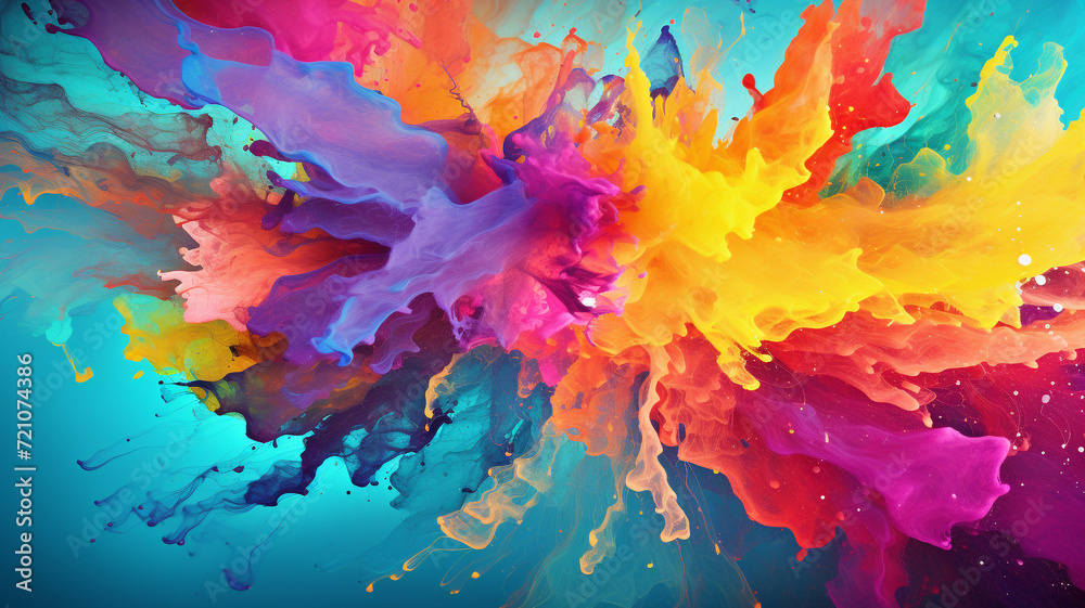 Vibrant abstract background with mixing and swirling of paint liquid