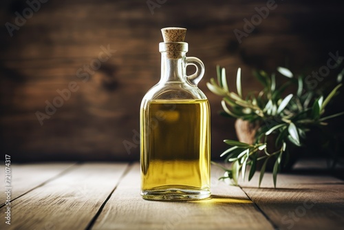 Minimal Style Olive Oil Bottle on Rust AI Generated
