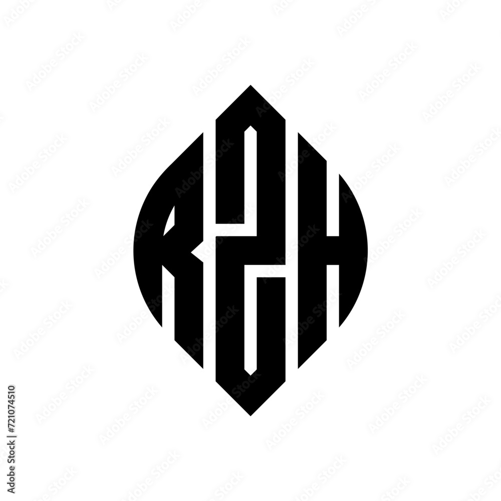 RZH circle letter logo design with circle and ellipse shape. RZH ellipse letters with typographic style. The three initials form a circle logo. RZH circle emblem abstract monogram letter mark vector. RZH circle letter logo design with circle and ellipse shape. RZH ellipse letters with typographic style. The three initials form a circle logo. RZH circle emblem abstract monogram letter mark vector.