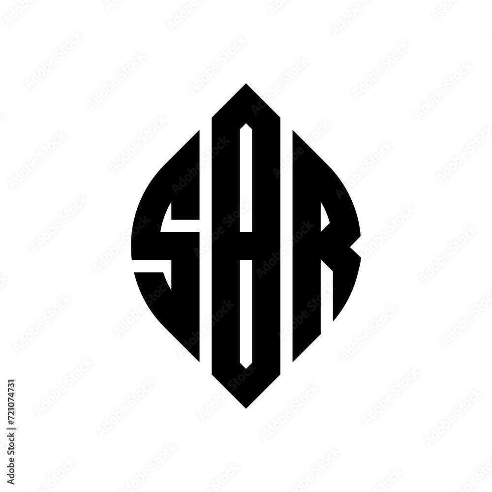 Obraz premium SBR circle letter logo design with circle and ellipse shape. SBR ellipse letters with typographic style. The three initials form a circle logo. SBR circle emblem abstract monogram letter mark vector.