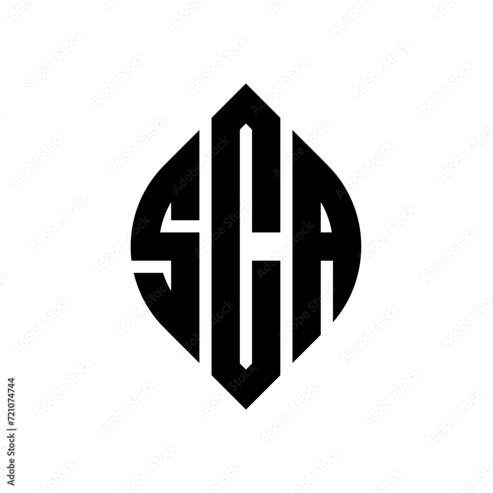 SCA circle letter logo design with circle and ellipse shape. SCA ellipse letters with typographic style. The three initials form a circle logo. SCA circle emblem abstract monogram letter mark vector. SCA circle letter logo design with circle and ellipse shape. SCA ellipse letters with typographic style. The three initials form a circle logo. SCA circle emblem abstract monogram letter mark vector.