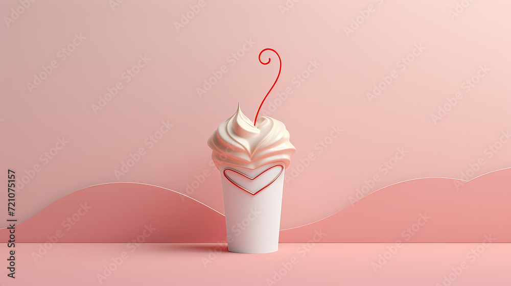 Soft Minimal Lines Milkshake and Heart Abstraction Background Ai Generative Soft Minimal Lines Milkshake and Heart Abstraction Background Ai Generative
