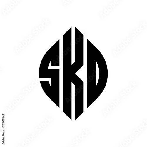 SKO circle letter logo design with circle and ellipse shape. SKO ellipse letters with typographic style. The three initials form a circle logo. SKO circle emblem abstract monogram letter mark vector.