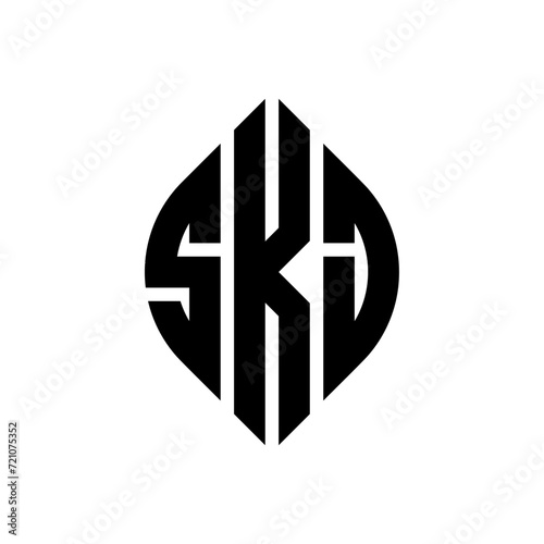 SKU circle letter logo design with circle and ellipse shape. SKU ellipse letters with typographic style. The three initials form a circle logo. SKU circle emblem abstract monogram letter mark vector.