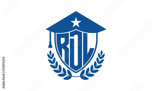 RDL three letter iconic academic logo design vector template. monogram, abstract, school, college, university, graduation cap symbol logo, shield, model, institute, educational, coaching canter, tech photo