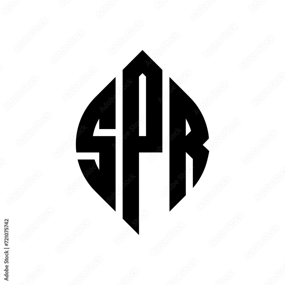 SPR circle letter logo design with circle and ellipse shape. SPR ellipse letters with typographic style. The three initials form a circle logo. SPR circle emblem abstract monogram letter mark vector. SPR circle letter logo design with circle and ellipse shape. SPR ellipse letters with typographic style. The three initials form a circle logo. SPR circle emblem abstract monogram letter mark vector.