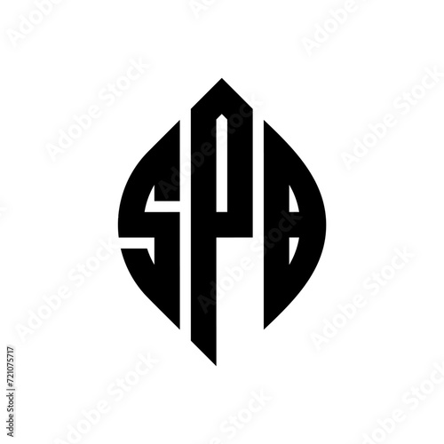 SPB circle letter logo design with circle and ellipse shape. SPB ellipse letters with typographic style. The three initials form a circle logo. SPB circle emblem abstract monogram letter mark vector. photo