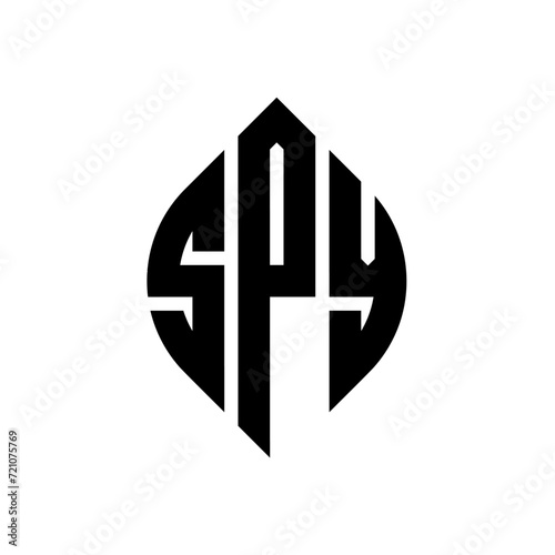 SPY circle letter logo design with circle and ellipse shape. SPY ellipse letters with typographic style. The three initials form a circle logo. SPY circle emblem abstract monogram letter mark vector.