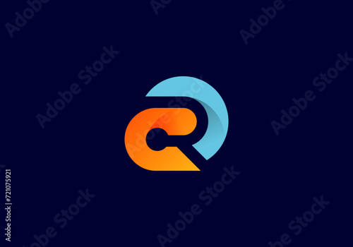 Logo letter CR, C, R creative design initials Abstract design - Vector photo
