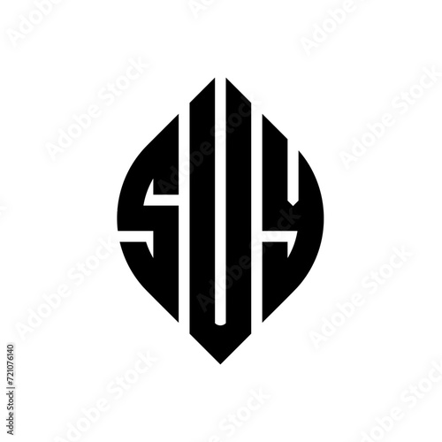 SUY circle letter logo design with circle and ellipse shape. SUY ellipse letters with typographic style. The three initials form a circle logo. SUY circle emblem abstract monogram letter mark vector. photo